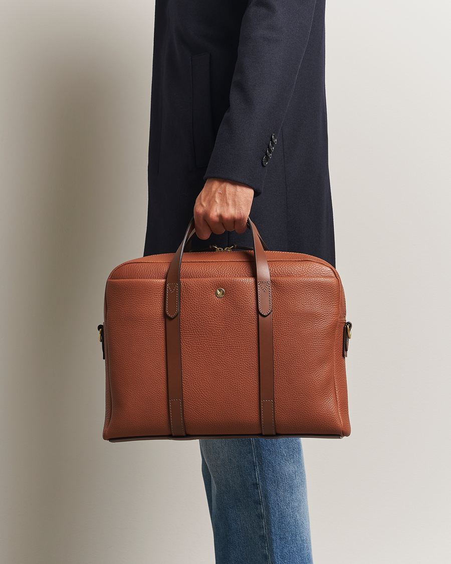 Heren | Tassen | Mismo | Aspire Pebbled Leather Briefcase Tabac