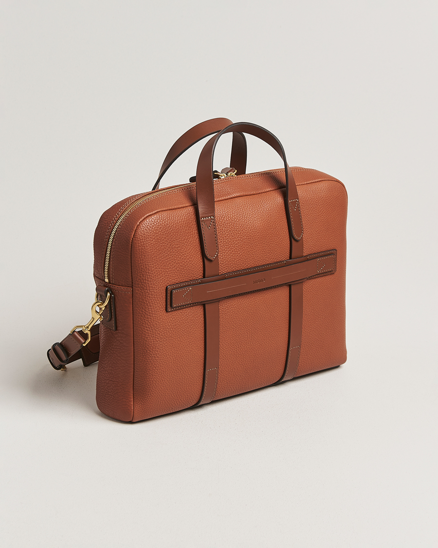 Heren | Tassen | Mismo | Aspire Pebbled Leather Briefcase Tabac