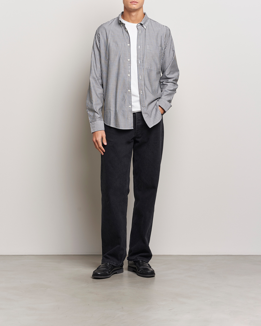 Heren | Overhemden | NN07 | Arne Tencel Striped Shirt Black/White
