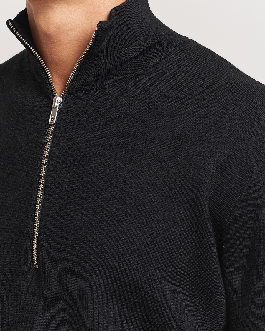 Heren | Truien | NN07 | Harald Cotton/Modal Half Zip Black