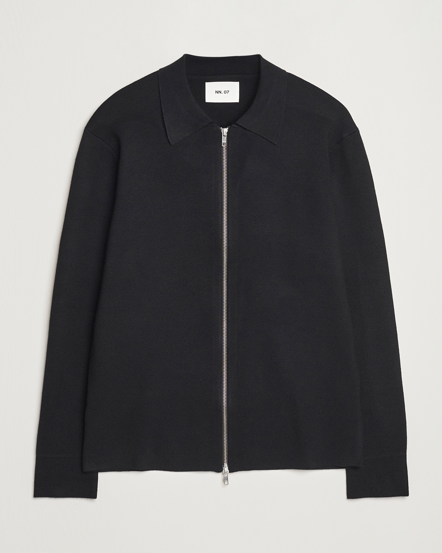 Heren | Truien | NN07 | Harald Cotton/Modal Full Zip Black