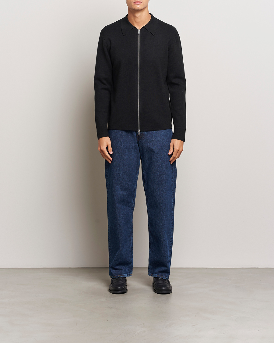 Heren | Truien | NN07 | Harald Cotton/Modal Full Zip Black