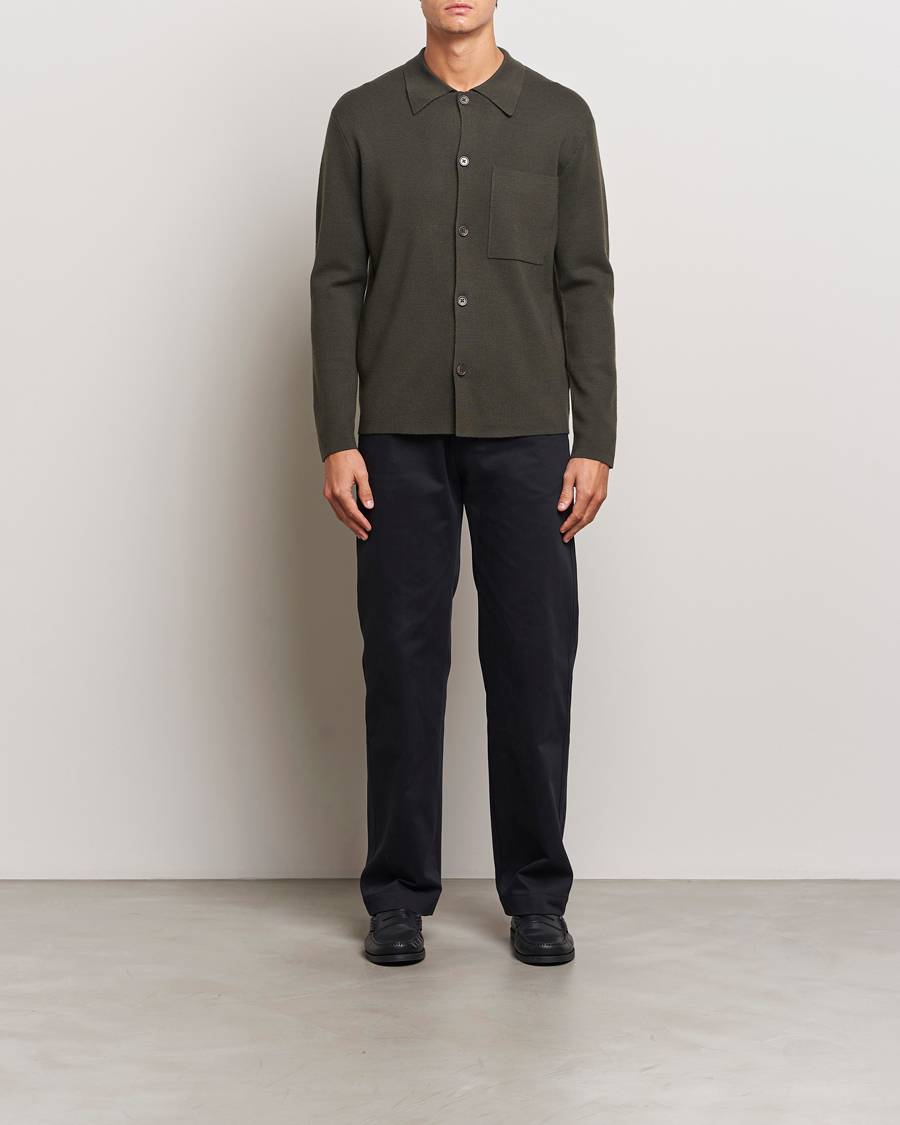 Heren | Truien | NN07 | Jonas Cotton/Modal Cardigan Dark Army