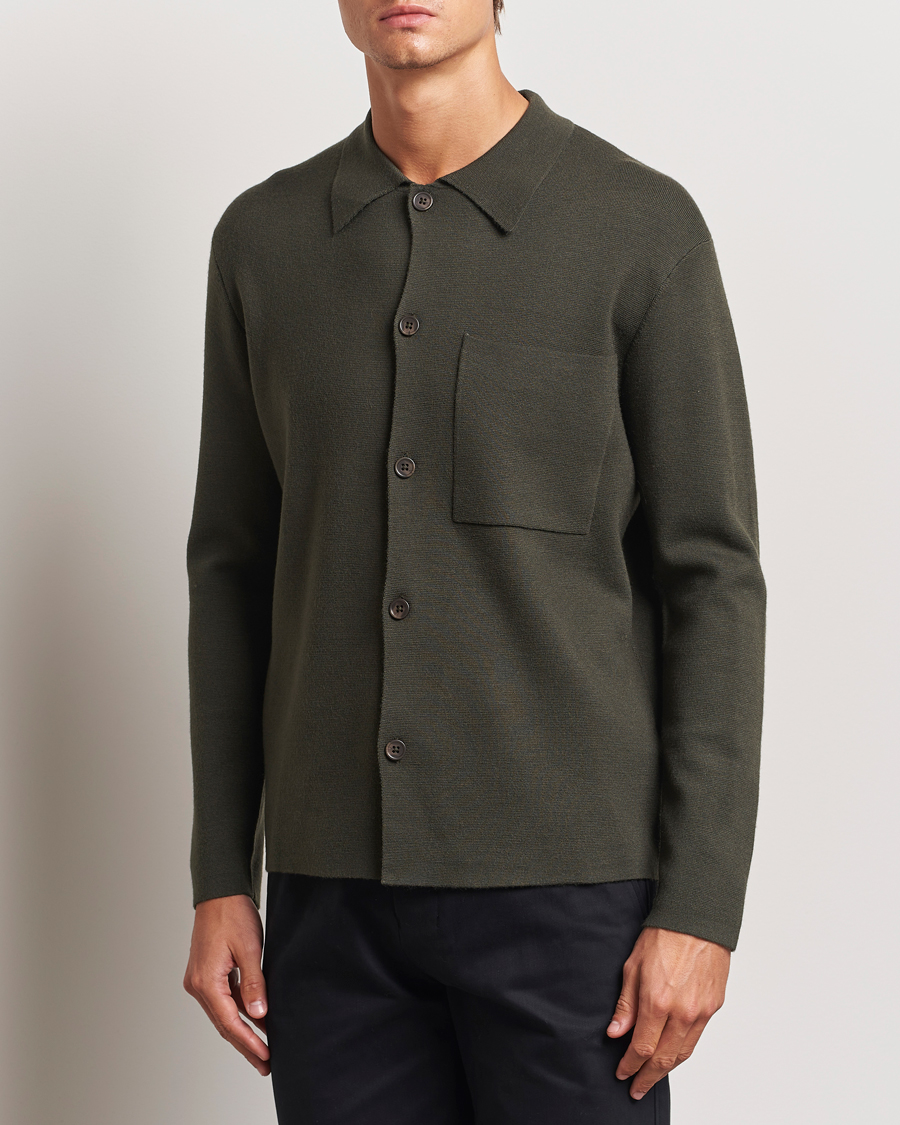 Heren | Truien | NN07 | Jonas Cotton/Modal Cardigan Dark Army