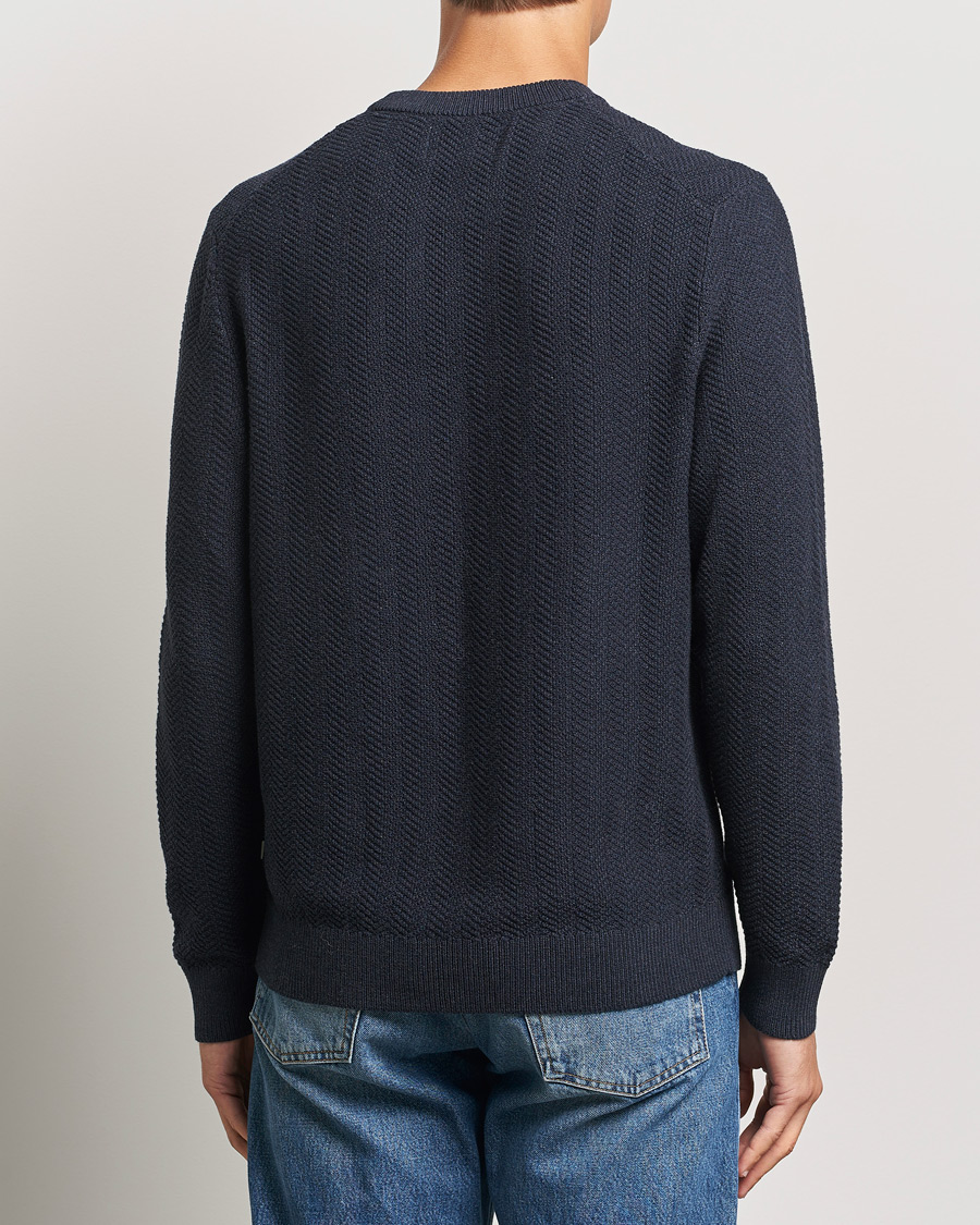 Heren | Truien | NN07 | Pete Cotton Knitted Crew Neck Navy Melange