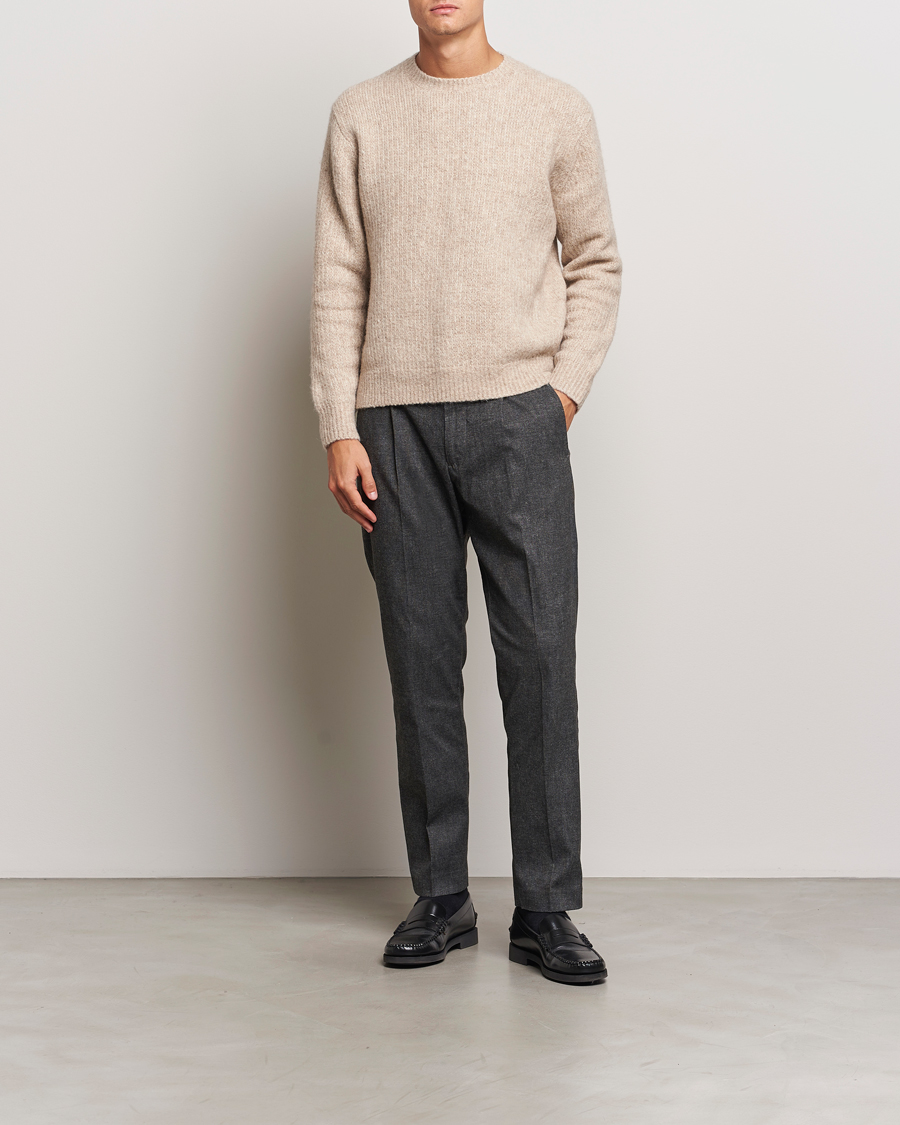 Heren | Broeken | NN07 | Bill Pleated Brushed Cotton Trousers Black Melange