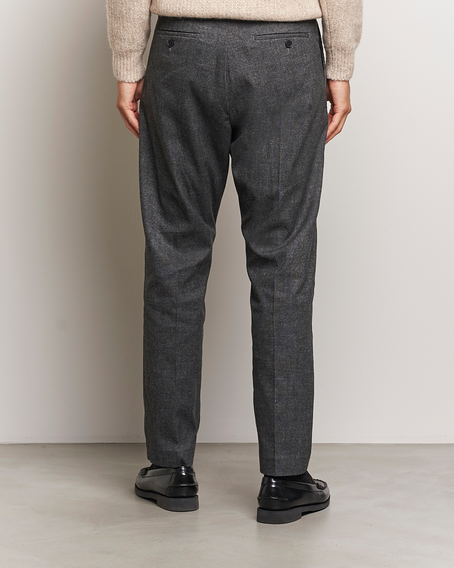 Heren | Broeken | NN07 | Bill Pleated Brushed Cotton Trousers Black Melange