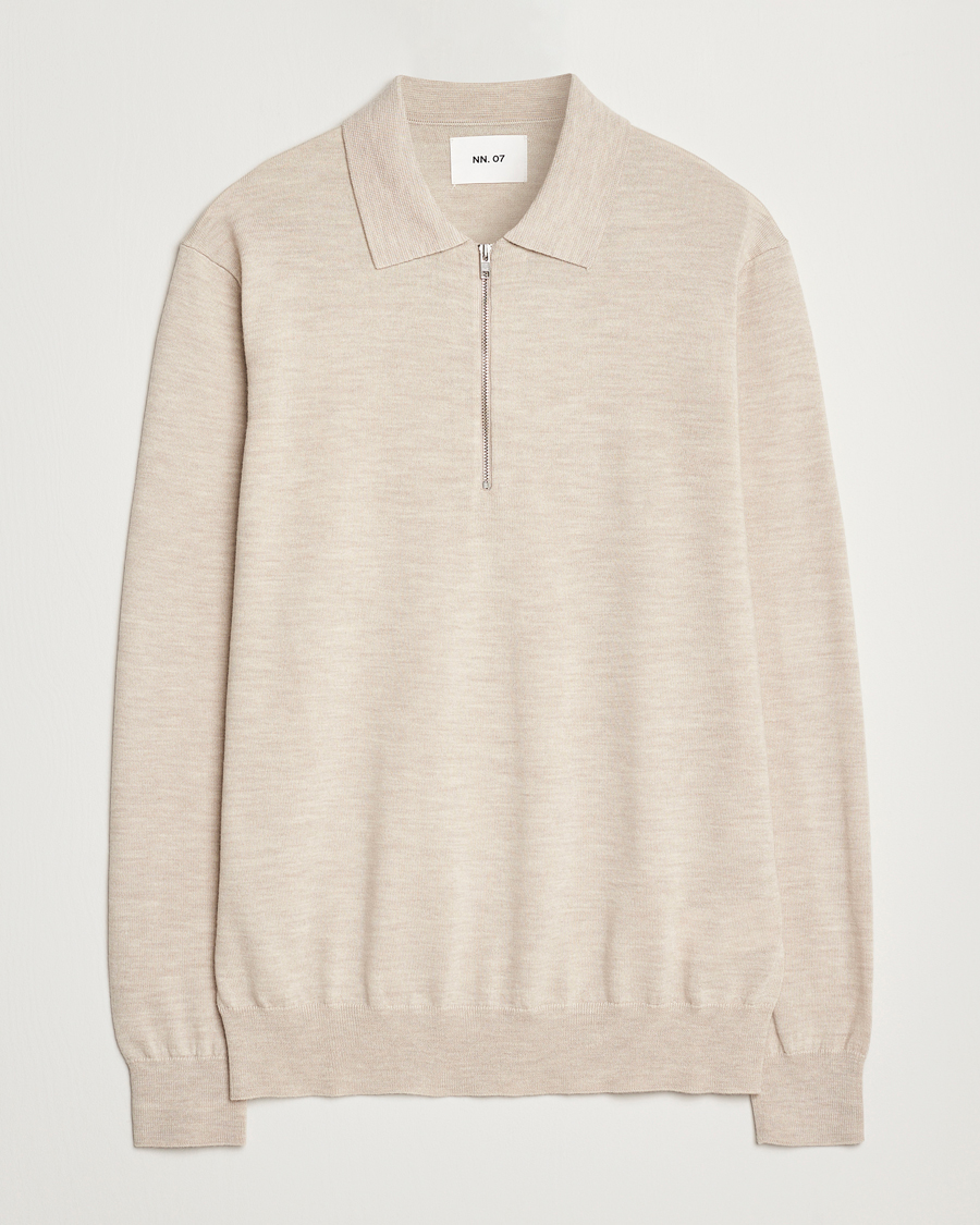 Heren | Truien | NN07 | Sergio Half Zip Light Khaki Melange