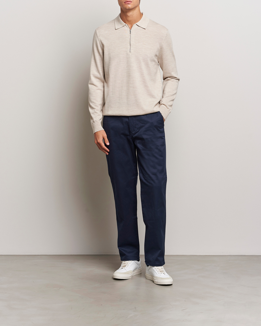Heren | Truien | NN07 | Sergio Half Zip Light Khaki Melange