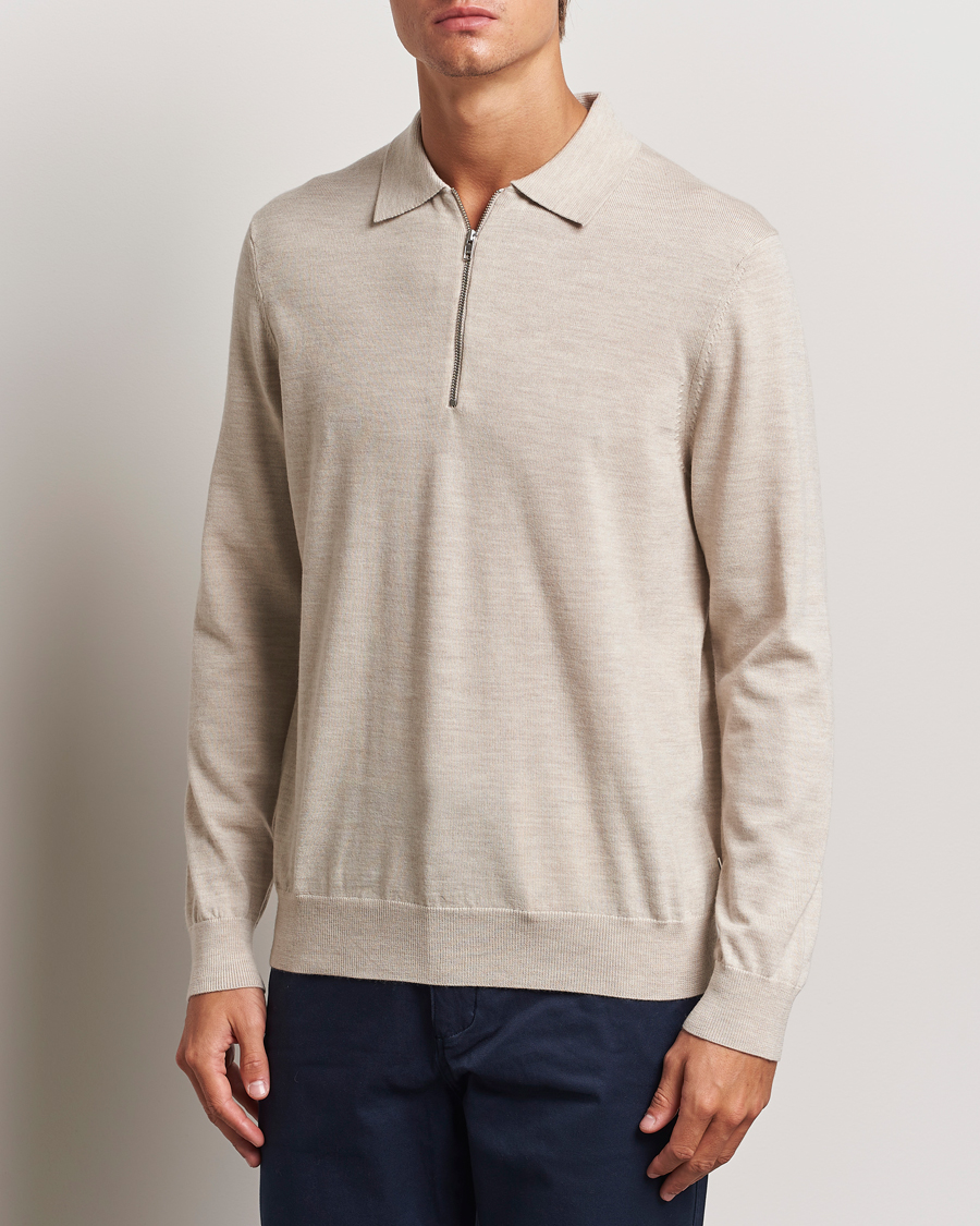 Heren | Truien | NN07 | Sergio Half Zip Light Khaki Melange