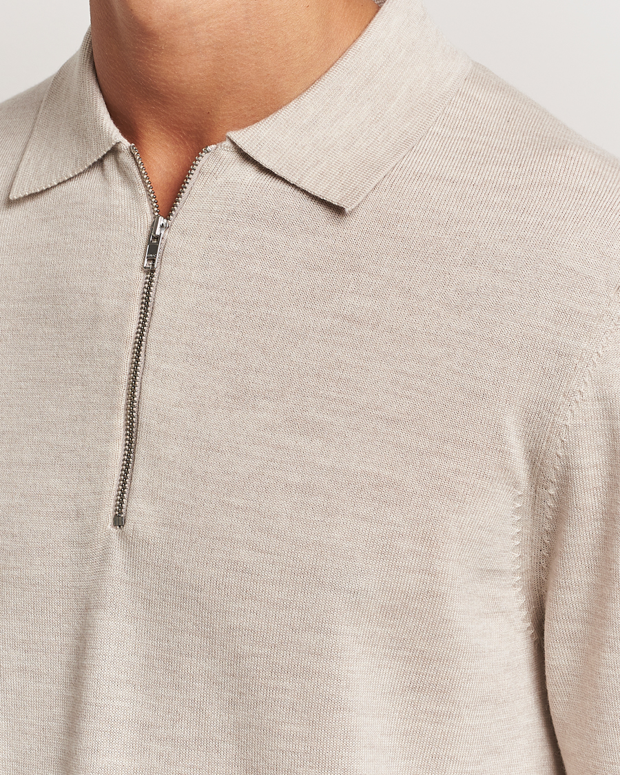 Heren | Truien | NN07 | Sergio Half Zip Light Khaki Melange