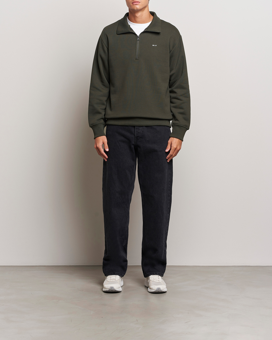 Heren | Truien | NN07 | Briggs Half Zip Sweatshirt Dark Army