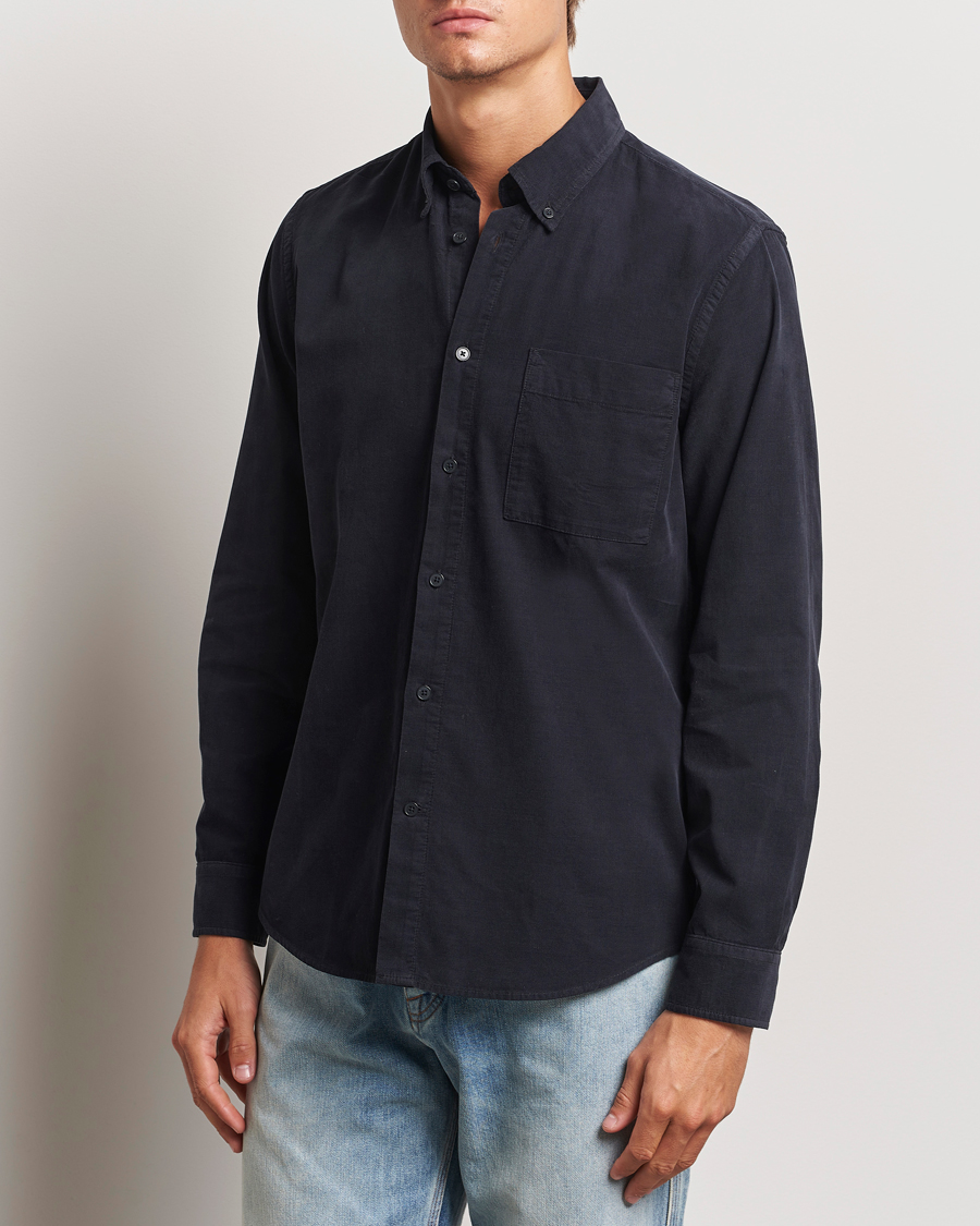 Heren | Overhemden | NN07 | Arne Baby Cord Shirt Black