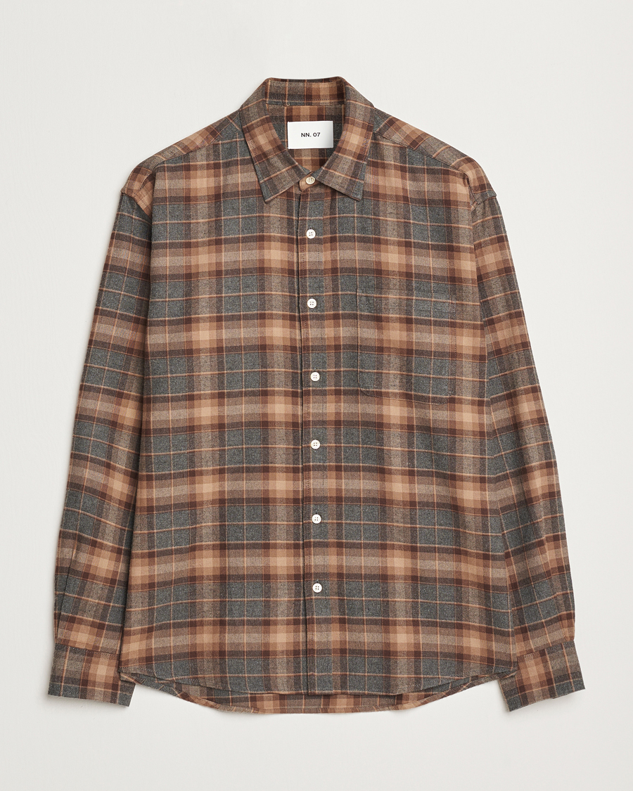 Heren | Overhemden | NN07 | Deon Flannel Checked Shirt Rust Red