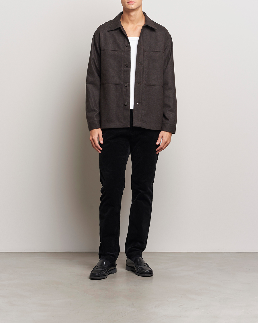 Heren | Overhemden | NN07 | Isak Wool Overshirt Dark Brown