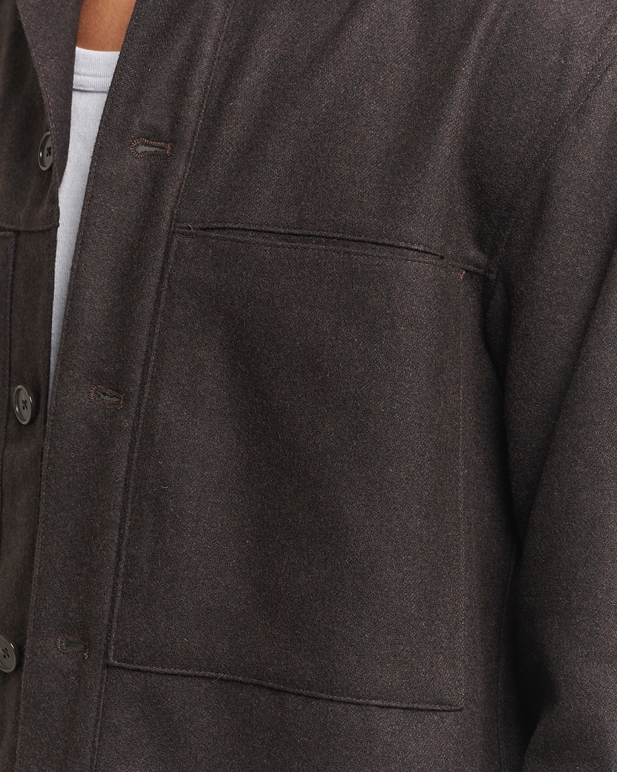 Heren | Overhemden | NN07 | Isak Wool Overshirt Dark Brown