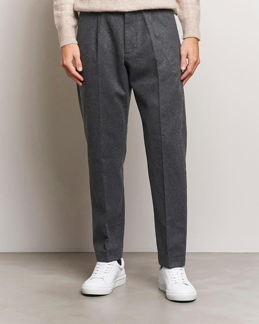 Heren | Broeken | NN07 | Bill Wool Pleated Trousers Grey Melange