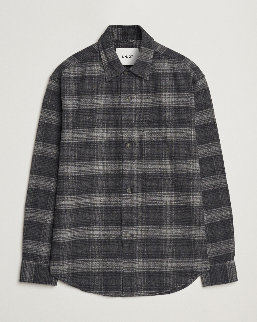 Heren | Overhemden | NN07 | Adwin Checked Flannel Overshirt Black/Grey