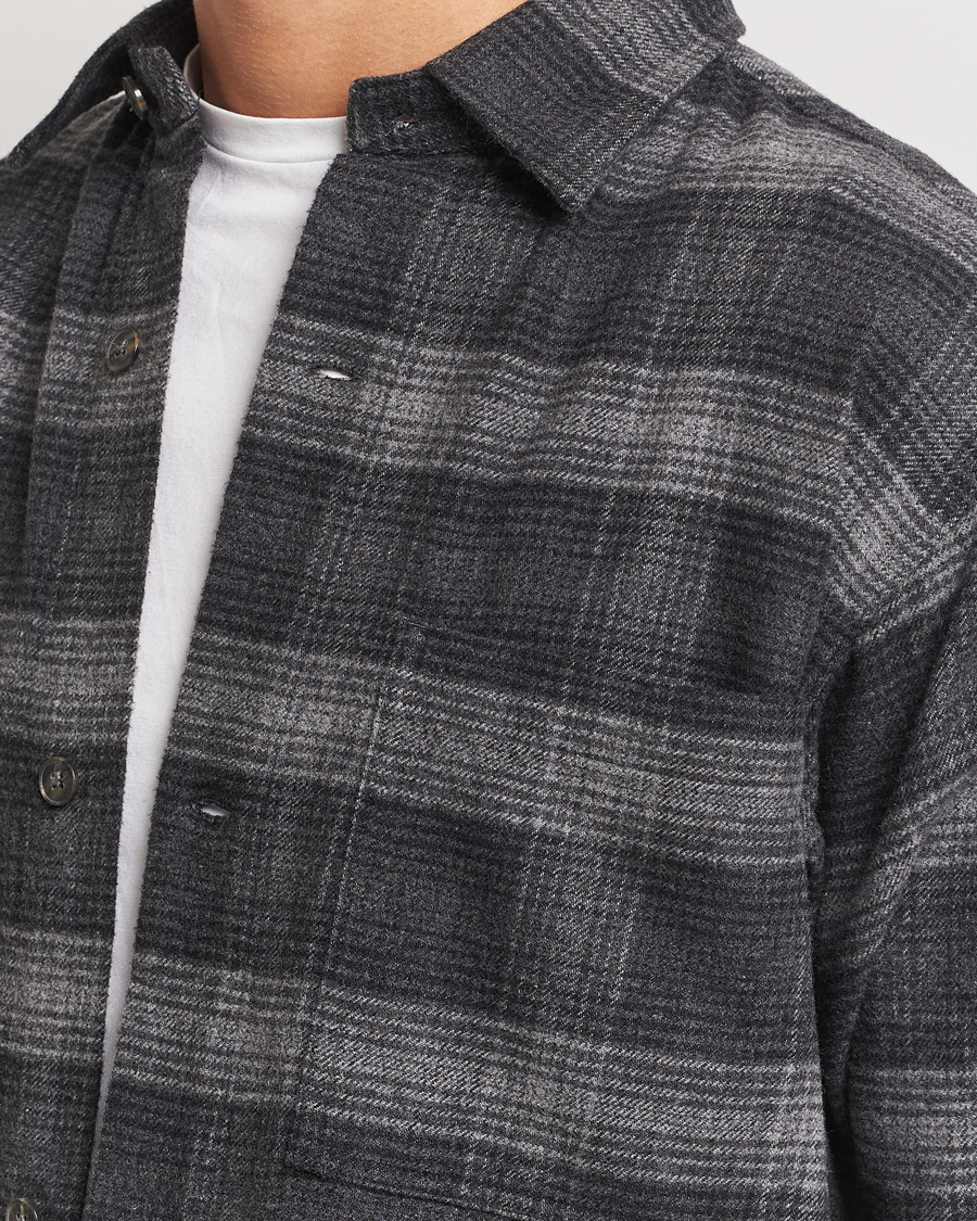 Heren | Overhemden | NN07 | Adwin Checked Flannel Overshirt Black/Grey