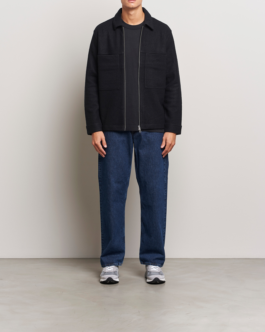 Heren | Truien | NN07 | Isak Boiled Wool Full Zip Black