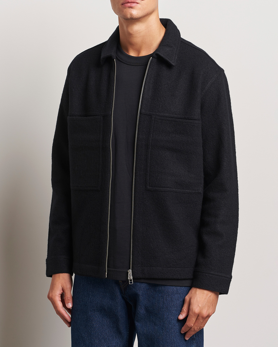 Heren | Truien | NN07 | Isak Boiled Wool Full Zip Black