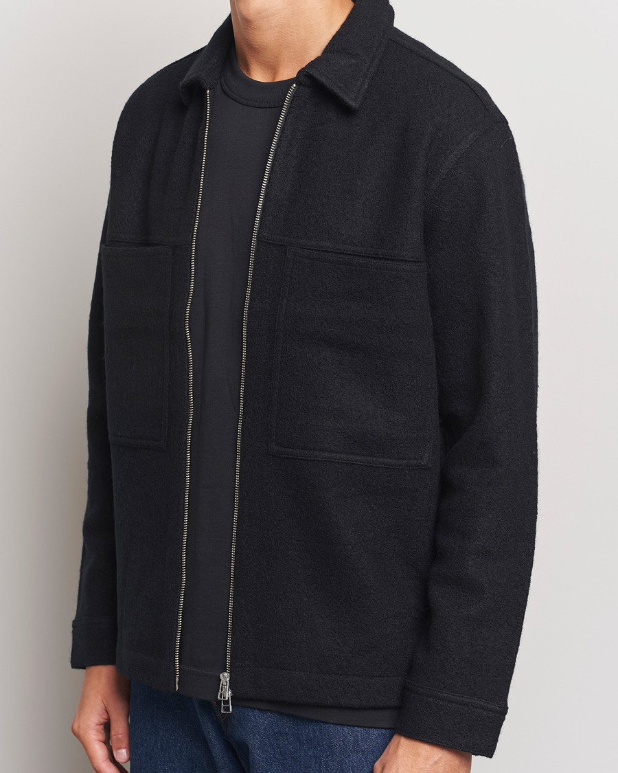 Heren | Truien | NN07 | Isak Boiled Wool Full Zip Black