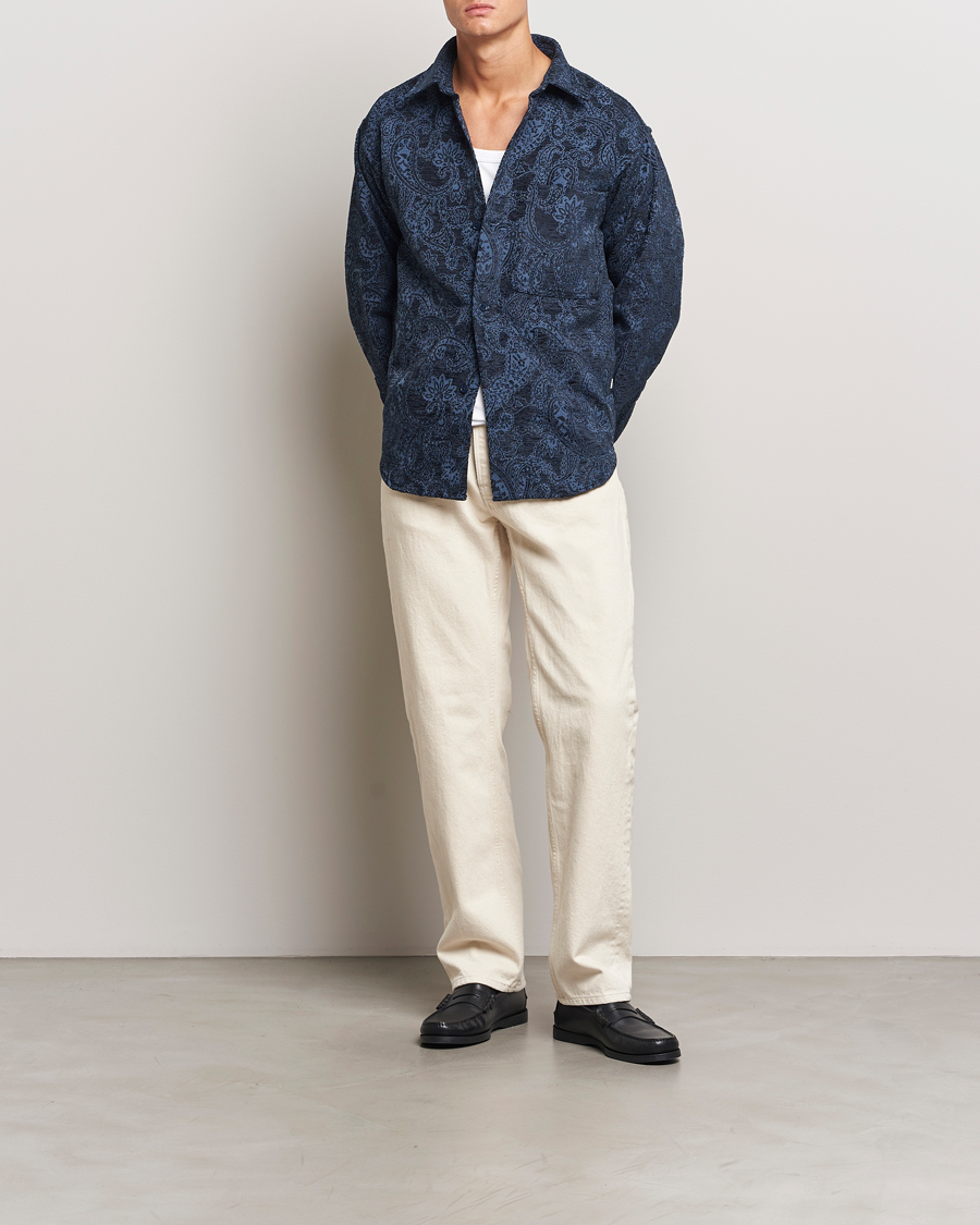 Heren | Overhemden | NN07 | Adwin Flower Overshirt Navy Blue
