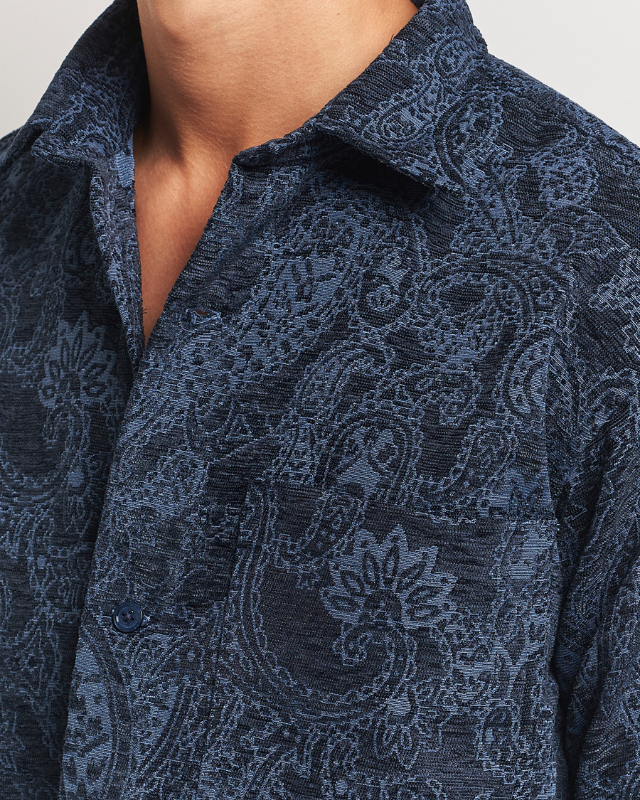 Heren | Overhemden | NN07 | Adwin Flower Overshirt Navy Blue