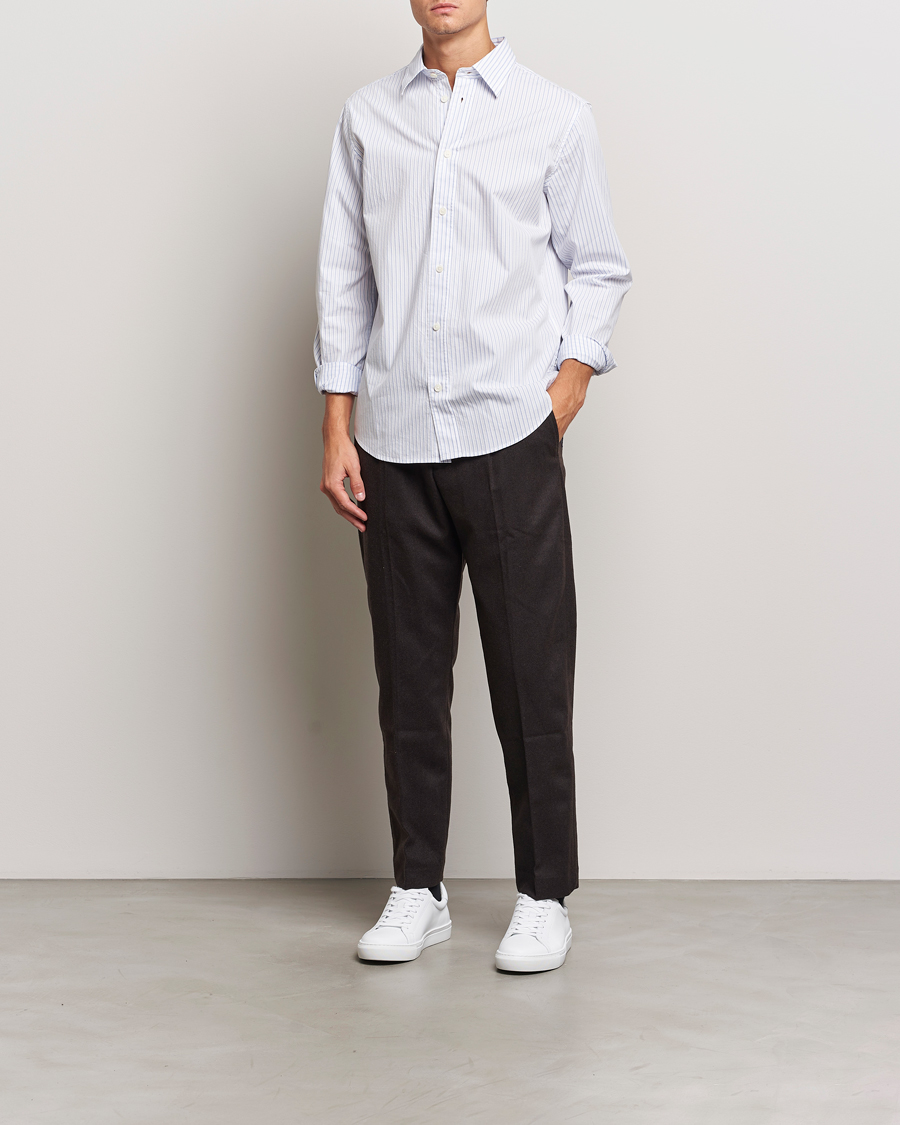 Heren | Overhemden | NN07 | Colby Poplin Striped Shirt White/Blue