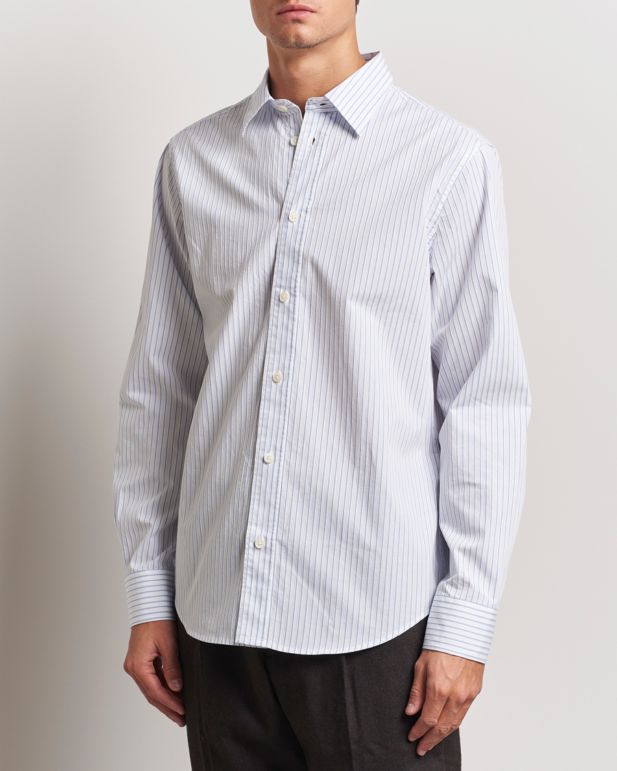 Heren | Overhemden | NN07 | Colby Poplin Striped Shirt White/Blue