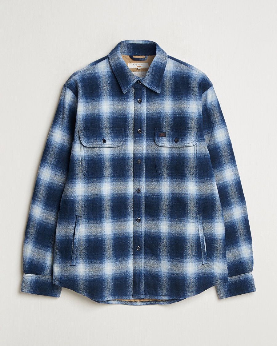 Heren | Jassen | Nudie Jeans | Glenn Padded Checked Shirt Jacket Blue