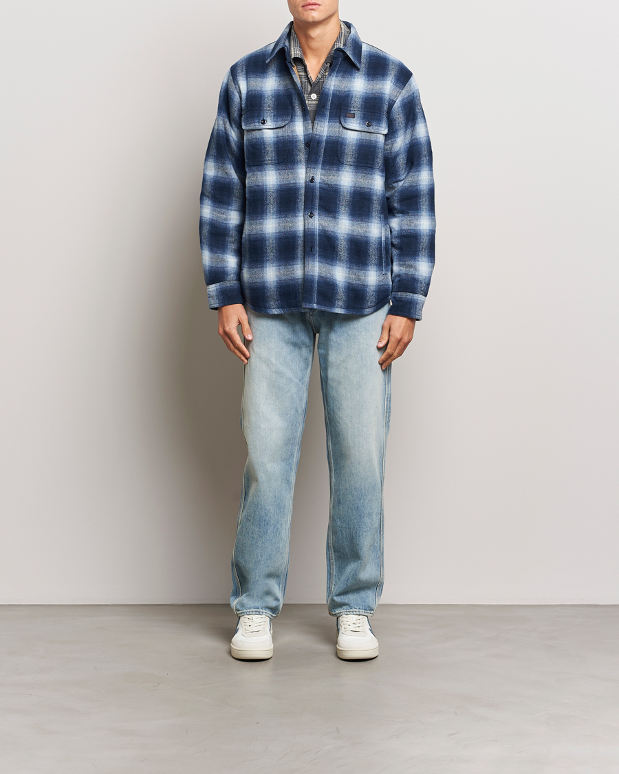 Heren | Jassen | Nudie Jeans | Glenn Padded Checked Shirt Jacket Blue
