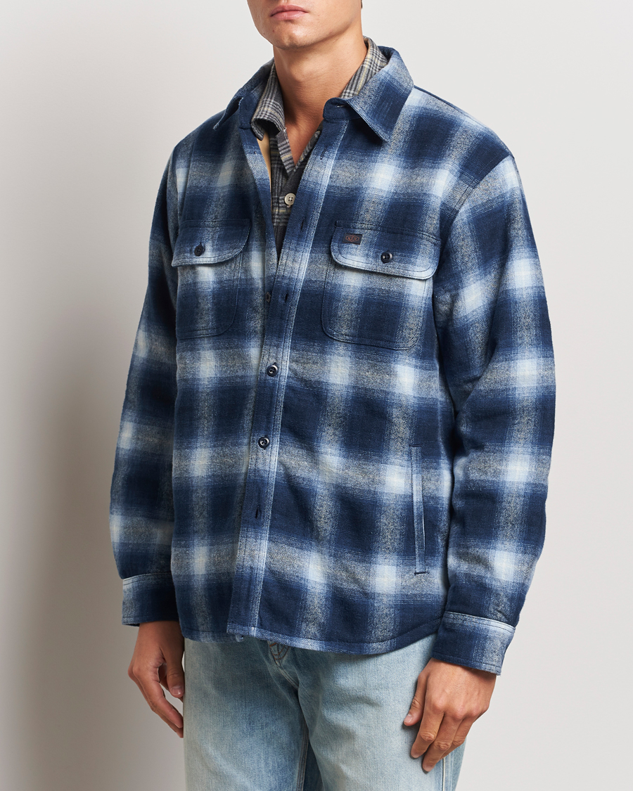 Heren | Jassen | Nudie Jeans | Glenn Padded Checked Shirt Jacket Blue