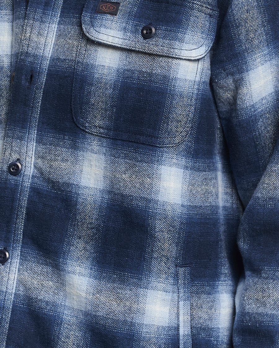 Heren | Jassen | Nudie Jeans | Glenn Padded Checked Shirt Jacket Blue