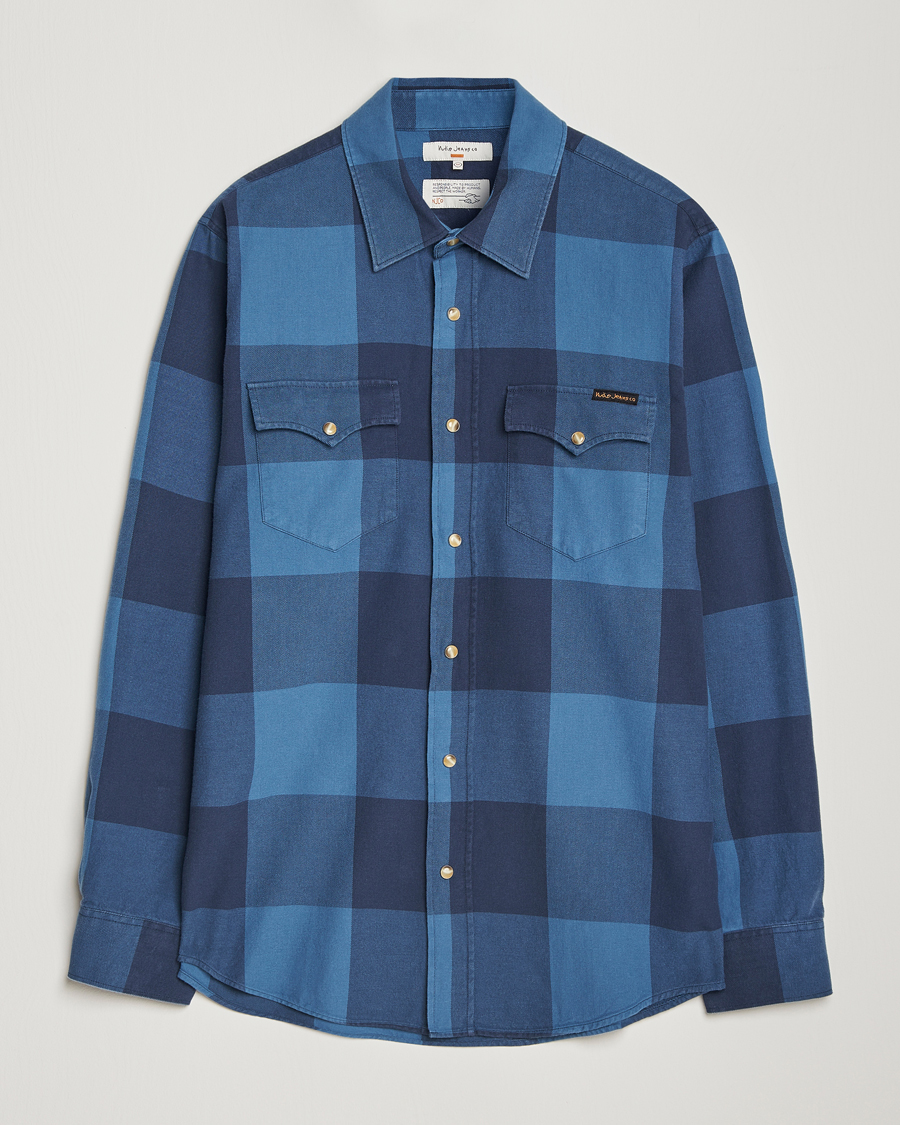 Heren | Overhemden | Nudie Jeans | George Checked Flannel Shirt Blue