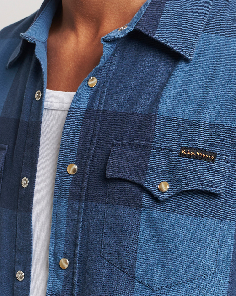 Heren | Overhemden | Nudie Jeans | George Checked Flannel Shirt Blue