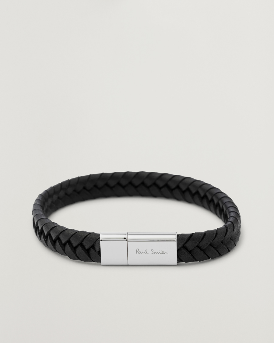 Heren | Paul Smith Two Tone Leather Bracelet Black | Paul Smith | Two Tone Leather Bracelet Black