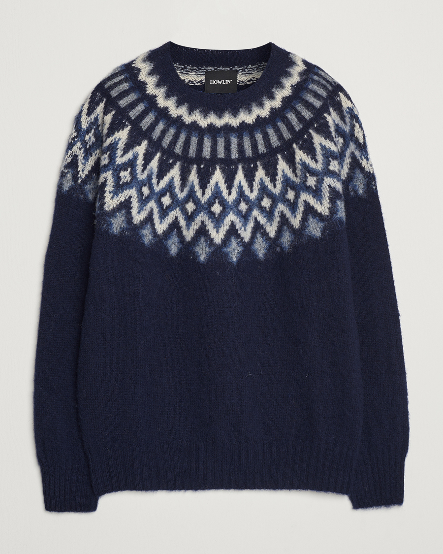 Heren | Truien | Howlin' | Brushed Wool Fair Isle Crew Sweater Denim