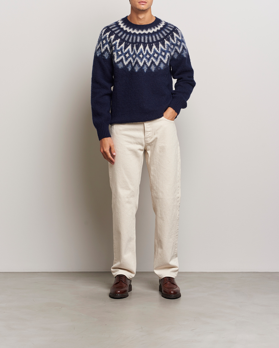 Heren | Truien | Howlin' | Brushed Wool Fair Isle Crew Sweater Denim