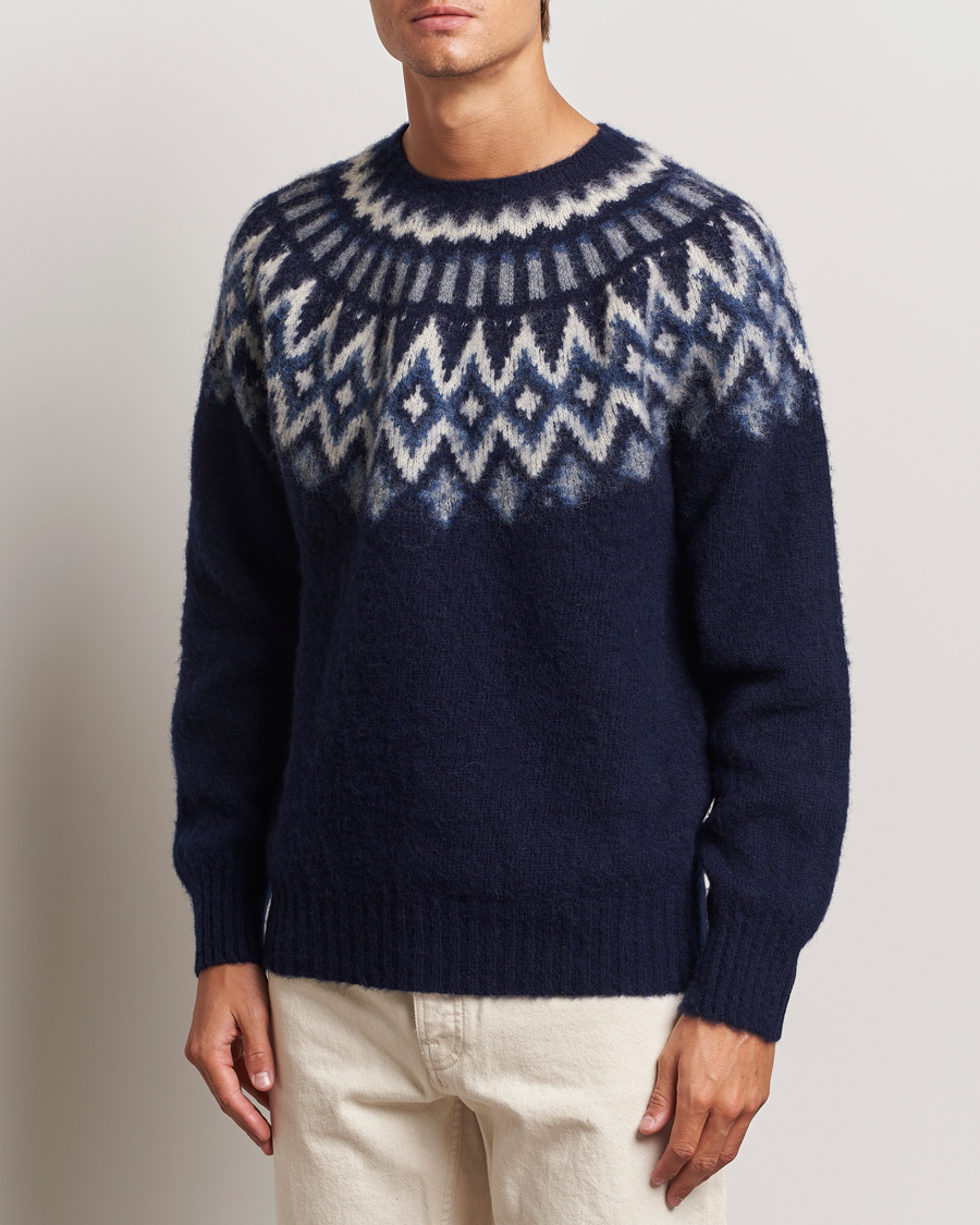 Heren | Truien | Howlin' | Brushed Wool Fair Isle Crew Sweater Denim