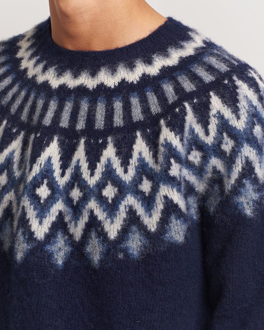Heren | Truien | Howlin' | Brushed Wool Fair Isle Crew Sweater Denim