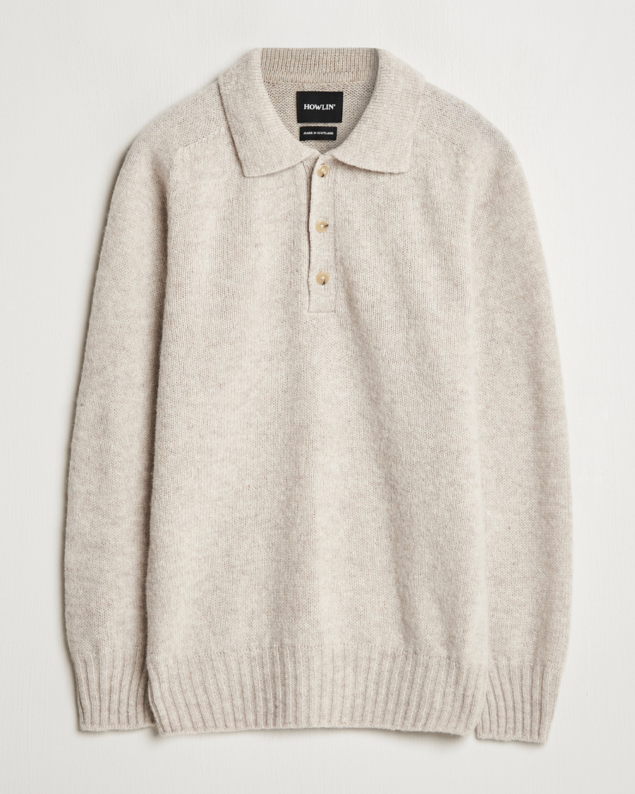 Heren | Truien | Howlin' | Brushed Wool Polo Cosmic Latte