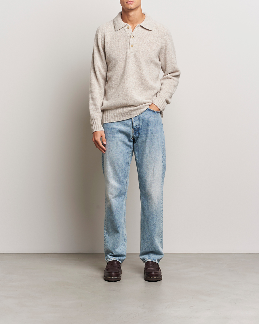 Heren | Truien | Howlin' | Brushed Wool Polo Cosmic Latte