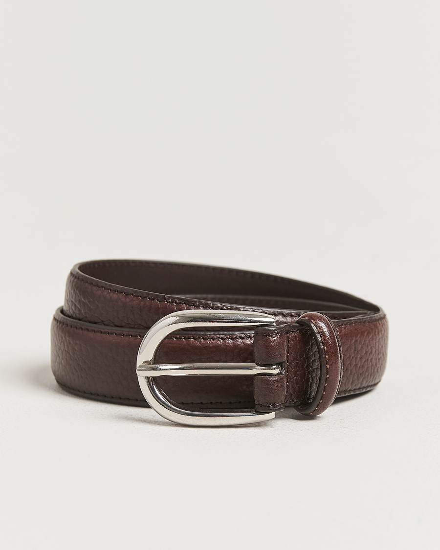 Heren | Riemen | Loake Shoemakers | Loake 1880 Harry Grained Leather Belt Dark Brown