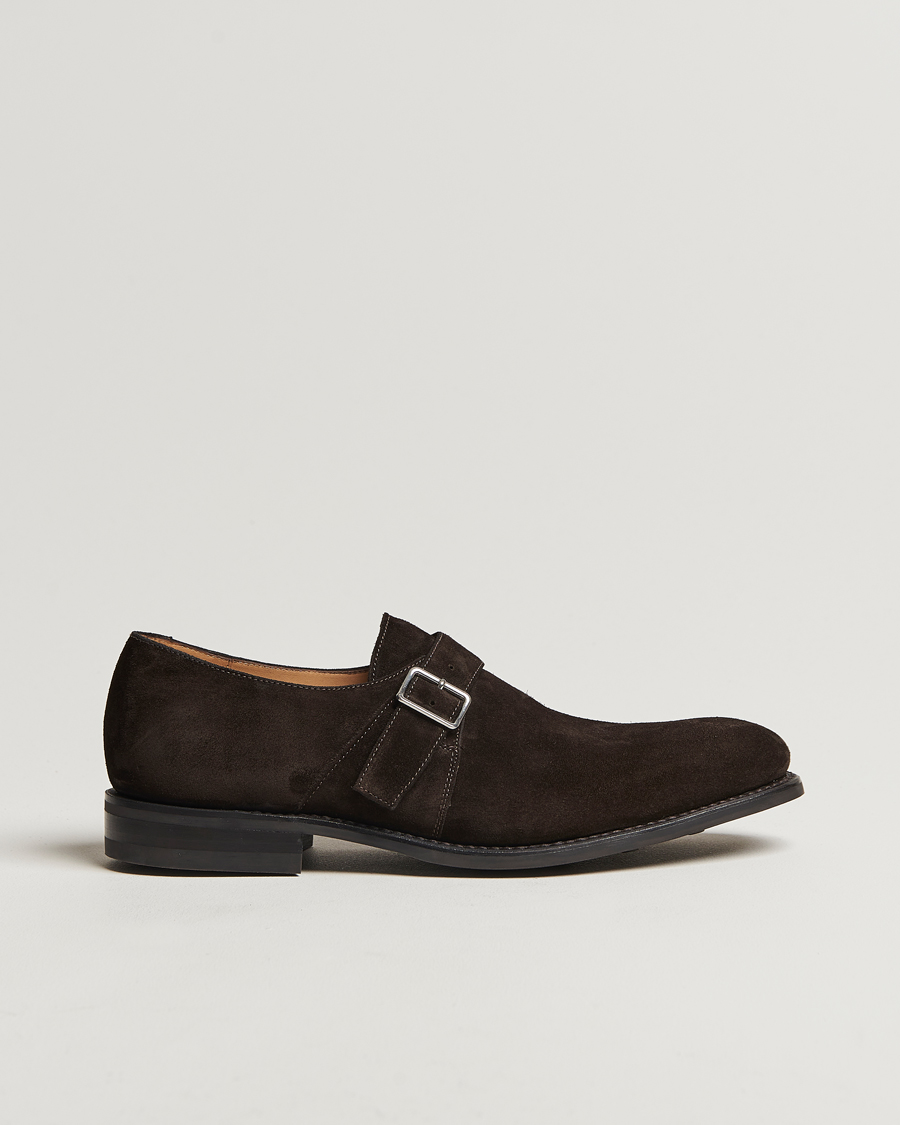 Heren | Gespschoenen | Loake 1880 | 357 Suede Single Monk Dark Brown