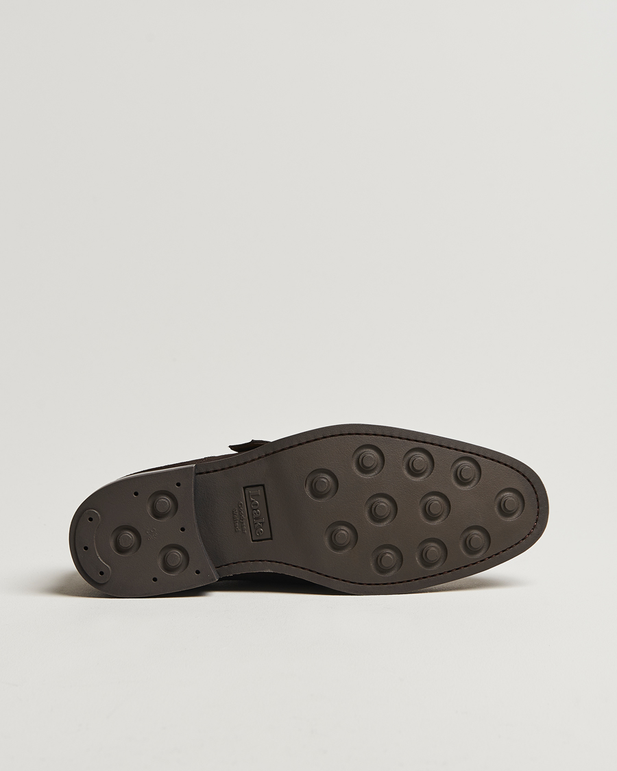 Heren | Gespschoenen | Loake 1880 | 357 Suede Single Monk Dark Brown