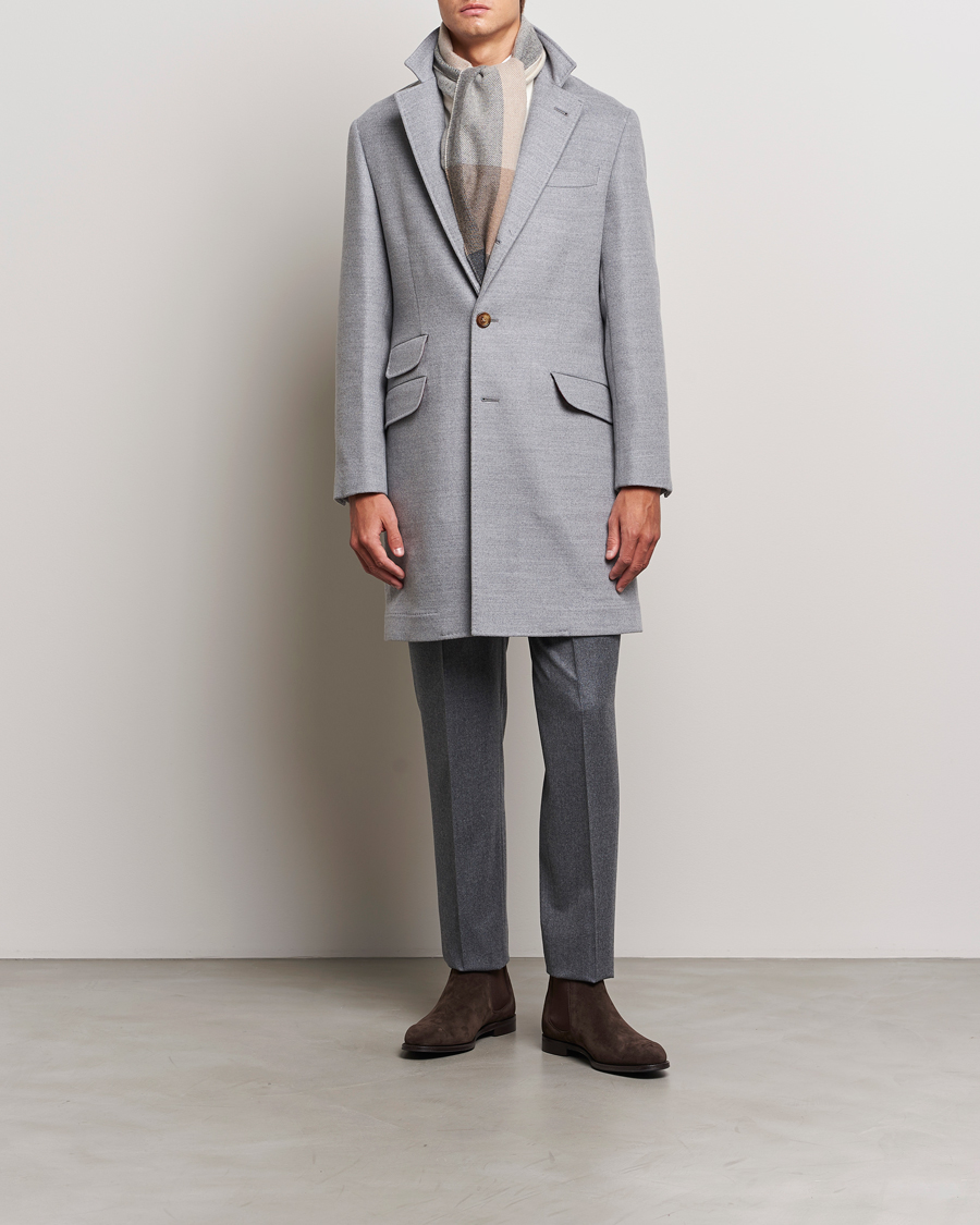 Heren | Jassen | Brunello Cucinelli | Single Breasted Beaver Wool Coat Pearl Grey