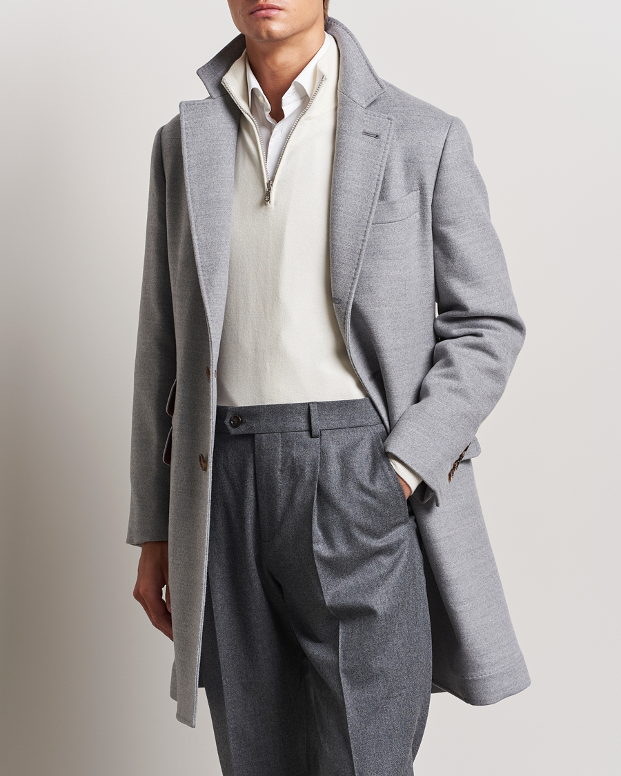 Heren | Jassen | Brunello Cucinelli | Single Breasted Beaver Wool Coat Pearl Grey