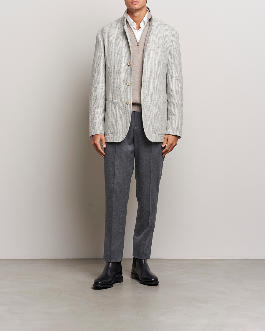 Heren | Jassen | Brunello Cucinelli | Cashmere Herringbone City Jacket Pearl Grey