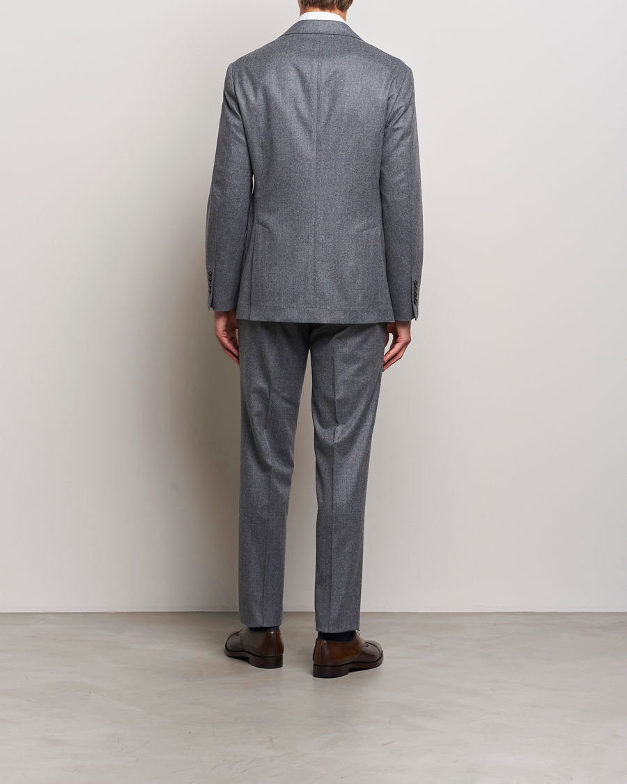 Heren | Pakken | Brunello Cucinelli | Single Breasted Flannel Suit Grey Melange